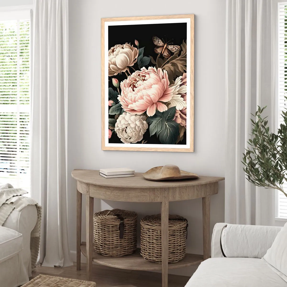 Plagát v ráme zo svetlého duba - V barokovom štýle - 70x100 cm