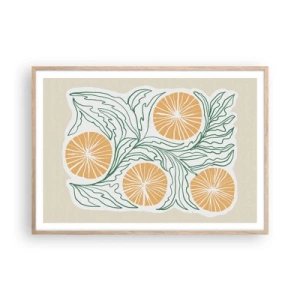 Plagát v ráme zo svetlého duba - Etnicky s abstraktným nádychom - 100x70 cm