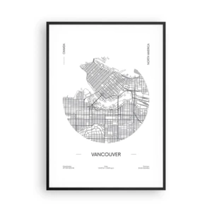 Plagát v čiernom ráme - Anatómia Vancouveru - 70x100 cm