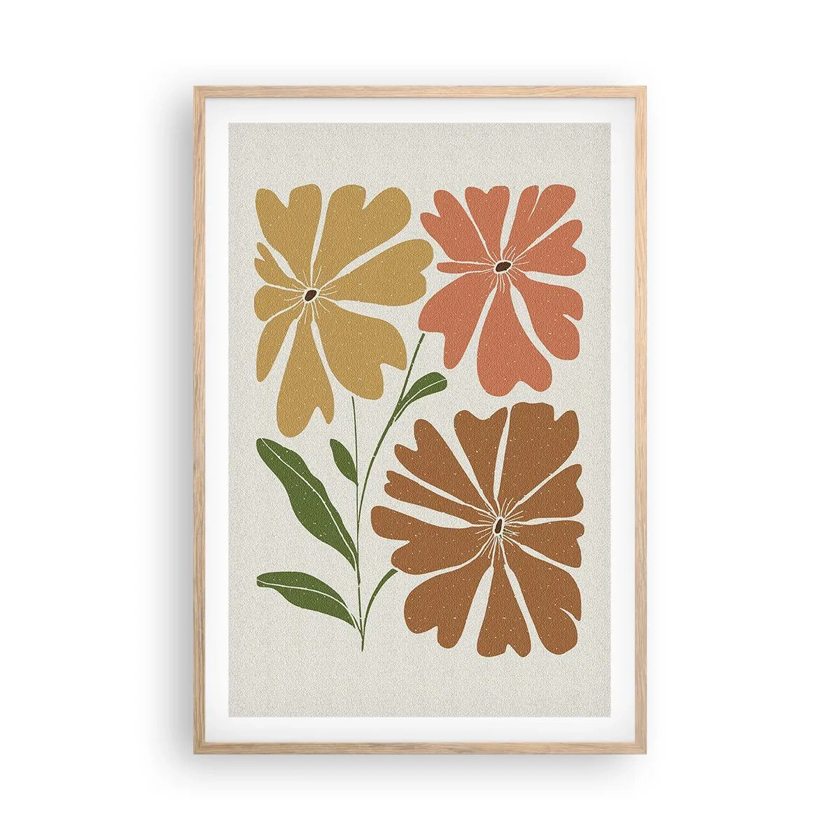 Plagát v ráme zo svetlého duba - Príroda a geometria - 61x91 cm