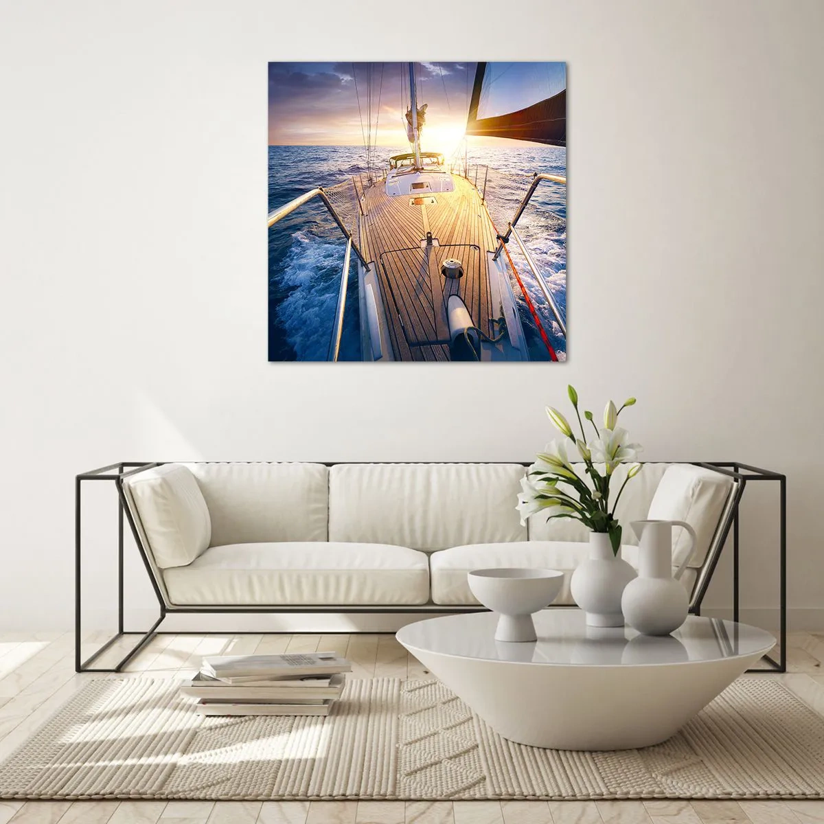 Obraz na skle - Bežiaca po vlnách - 70x70 cm