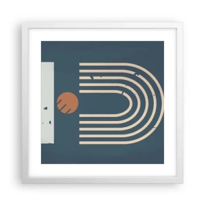 Plagát v bielom ráme - Geometria v námorníckej modrej - 40x40 cm
