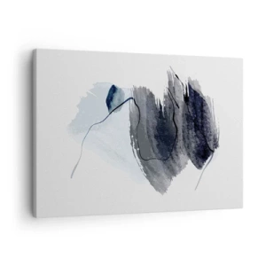 Obraz na plátne - Abstraktná kompozícia v odtieňoch sivej a modrej - 70x50cm - Intenzita a pohyb - Moderná nástenná dekorácia do obývacej izby a spálne ARTTOR