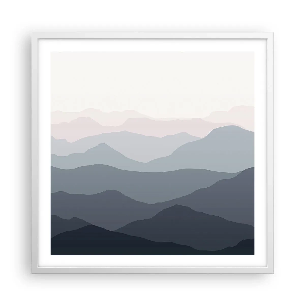 Plagát v bielom ráme - Vlny hôr - 60x60 cm