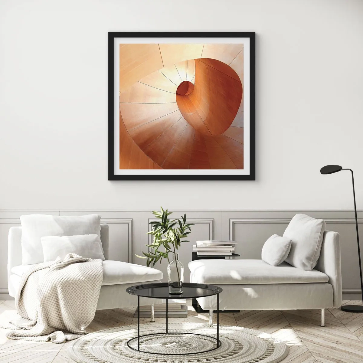 Plagát v čiernom ráme - Architektonická serpentína - 40x40 cm