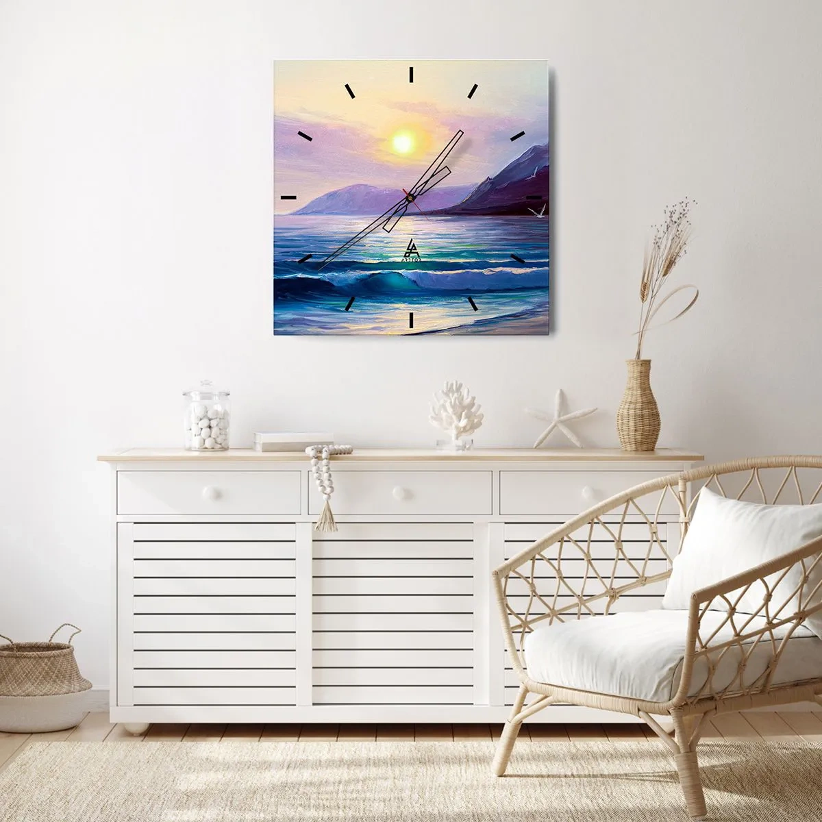 Nástenné hodiny - Krištáľ vody a vzduchu - 40x40 cm