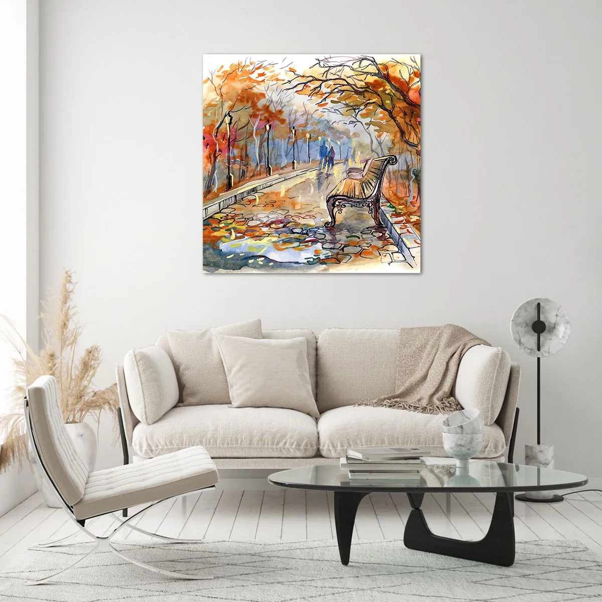 Obraz na skle - Spoločne putovať jeseňou - 30x30 cm