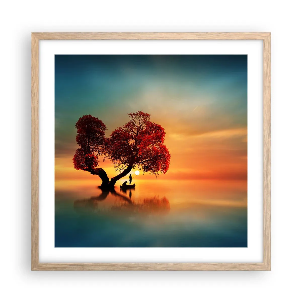 Plagát v ráme zo svetlého duba - Voda a ticho vesmíru - 50x50 cm