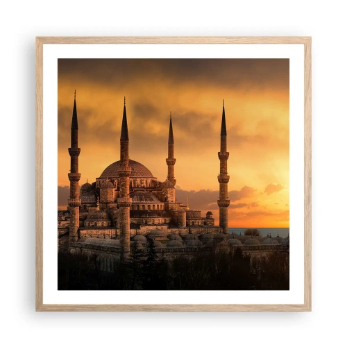 Plagát v ráme zo svetlého duba - Boh je veľký - 60x60 cm