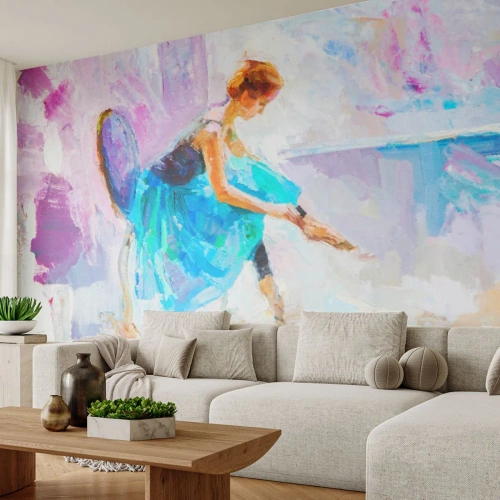 Fototapeta Standard Eco - Impresionistická baletka v modrých šatách - 100x70cm - Nevyslovená vďaka, jemné kúzlo - Moderná nástenná dekorácia do obývacej izby a spálne ARTTOR