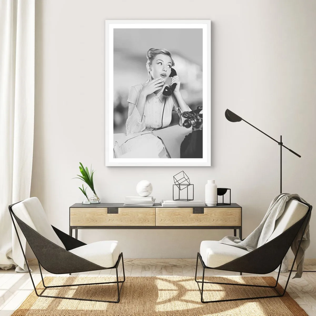 Plagát v bielom ráme - Halo, tu sú 50. roky. - 50x70 cm
