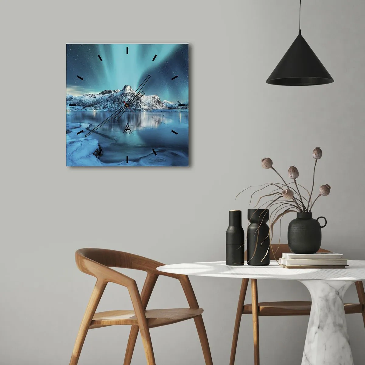 Nástenné hodiny - Noc plná svetla - 40x40 cm