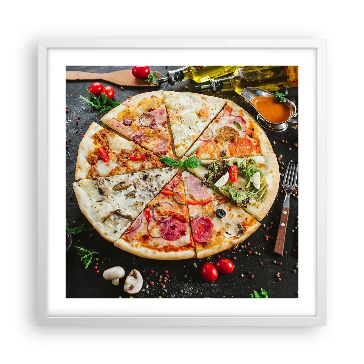 Plagát v bielom ráme - Vejár chutí - 50x50 cm