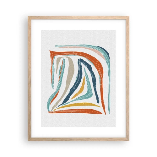 Plagát v ráme zo svetlého duba - Priateľsky usmievavá abstrakcia - 40x50 cm