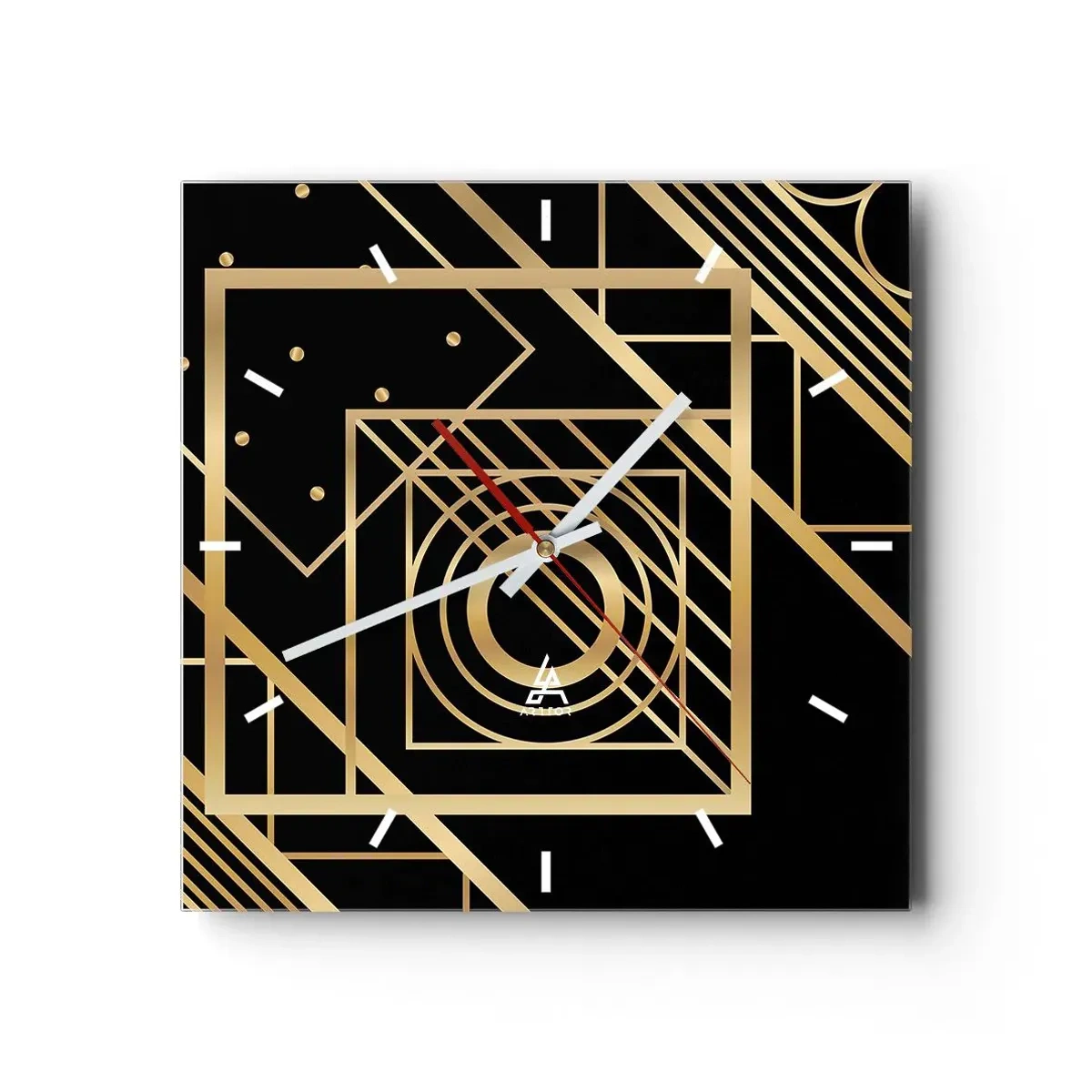 Nástenné hodiny - Zlatá geometria - 30x30 cm