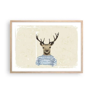 Plagát v ráme zo svetlého duba - Pretože mám rád pruhované košele! - 70x50 cm