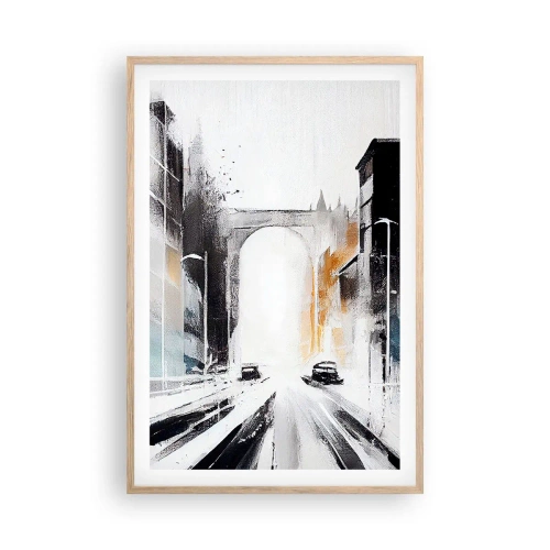 Plagát v ráme zo svetlého duba - Štúdia mesta: architektúra a pohyb - 61x91 cm