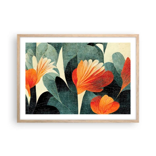 Plagát v ráme zo svetlého duba - Tropické horúco a chlad zelene - 70x50 cm