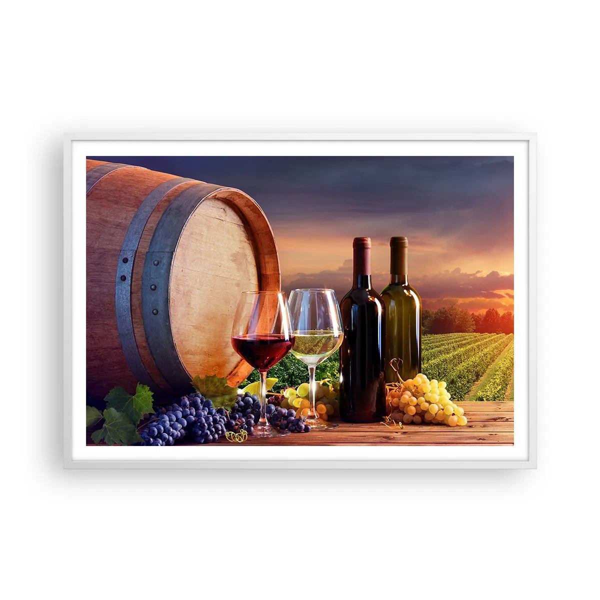 Plagát v bielom ráme - Tu má život chuť - 100x70 cm