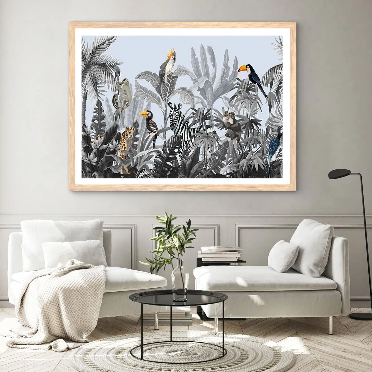 Plagát v ráme zo svetlého duba - Africká rozprávka - 100x70 cm