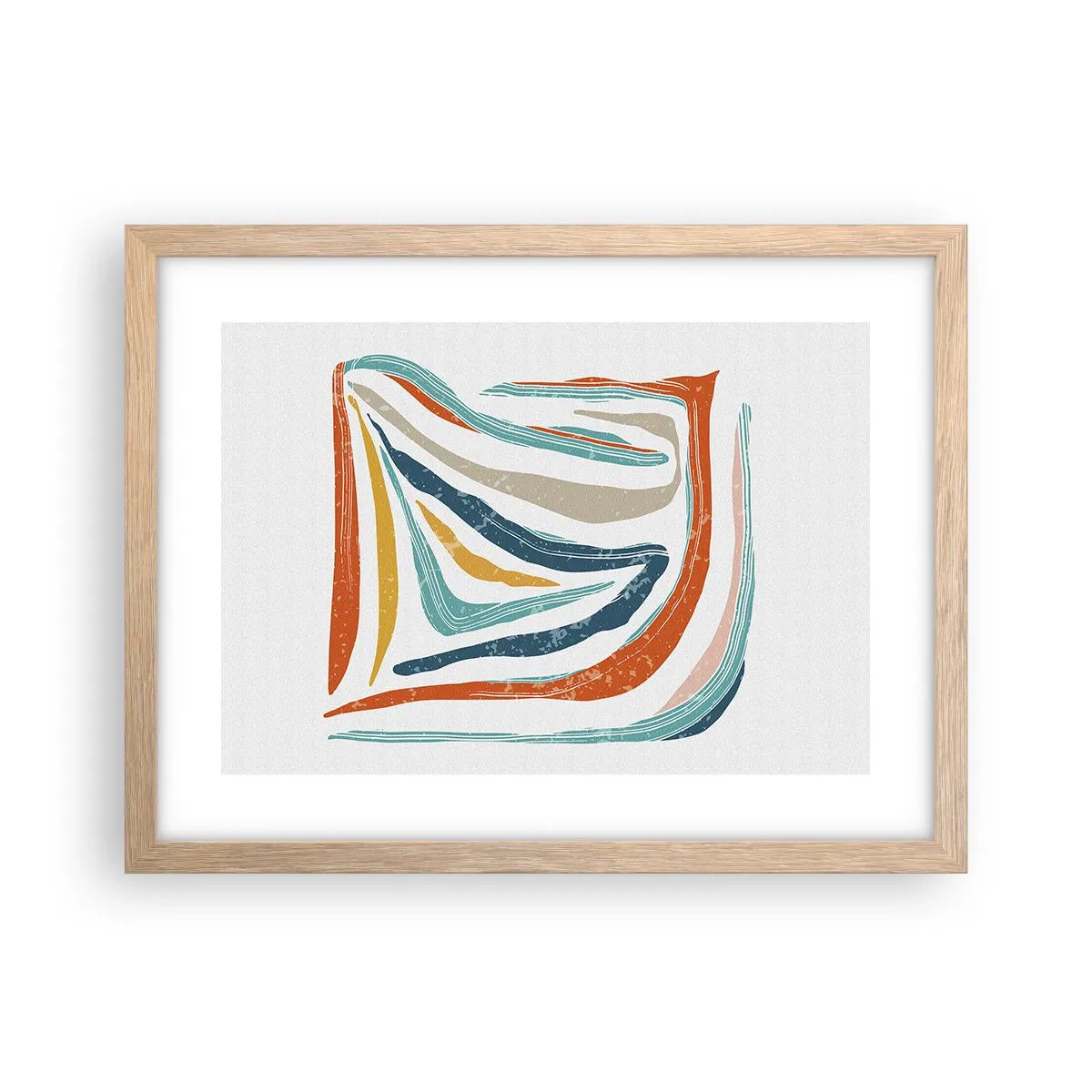 Plagát v ráme zo svetlého duba - Priateľsky usmievavá abstrakcia - 40x30 cm