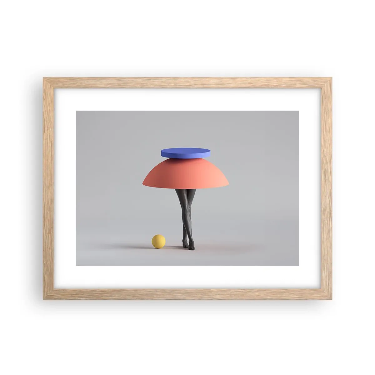 Plagát v ráme zo svetlého duba - Surrealistická kompozícia - 40x30 cm