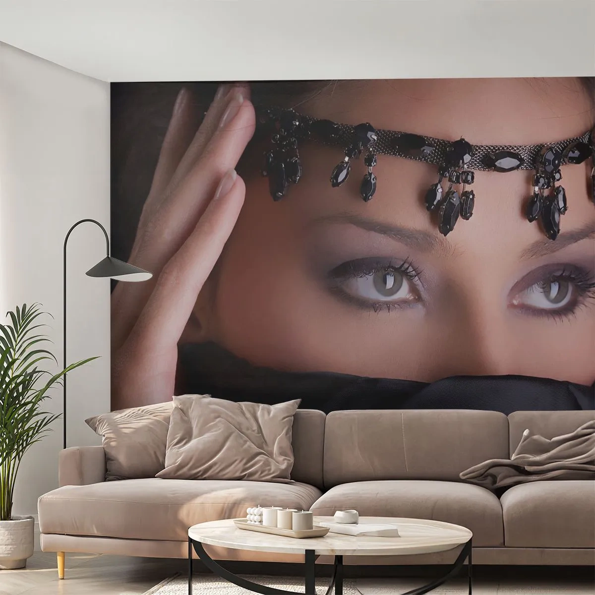 Fototapeta Premium Sand - Orientálne zvodné tajomstvo - Žena, Oči, Kultúra - 250x175 cm