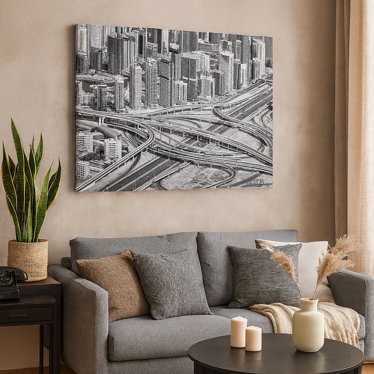 Obraz na plátne - Pohľad na Dubaj z vtáčej perspektívy - 70x50cm - Dubaj – neskutočné mesto - Moderná nástenná dekorácia do obývacej izby a spálne ARTTOR