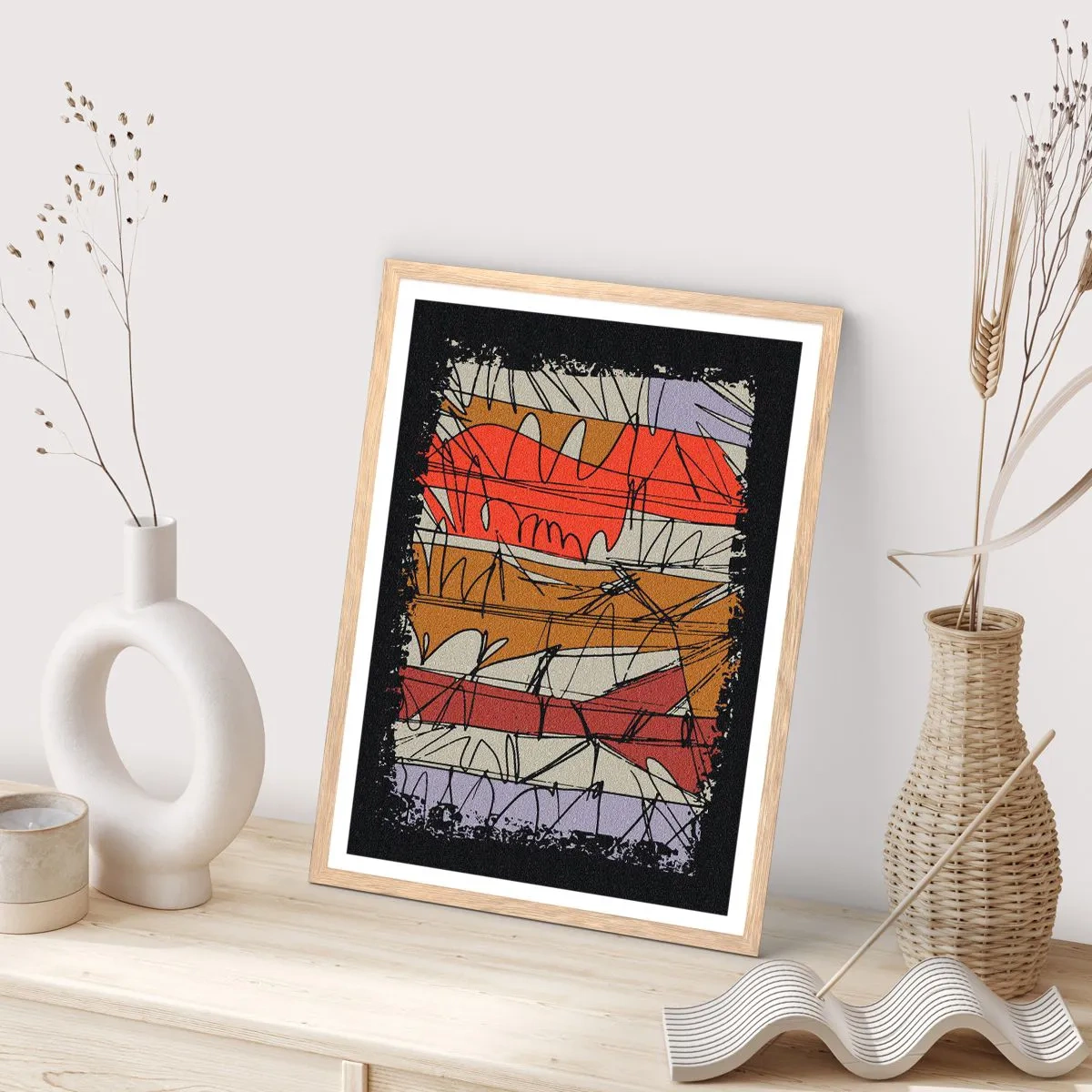 Plagát v ráme zo svetlého duba - Spontánna kompozícia - 50x70 cm