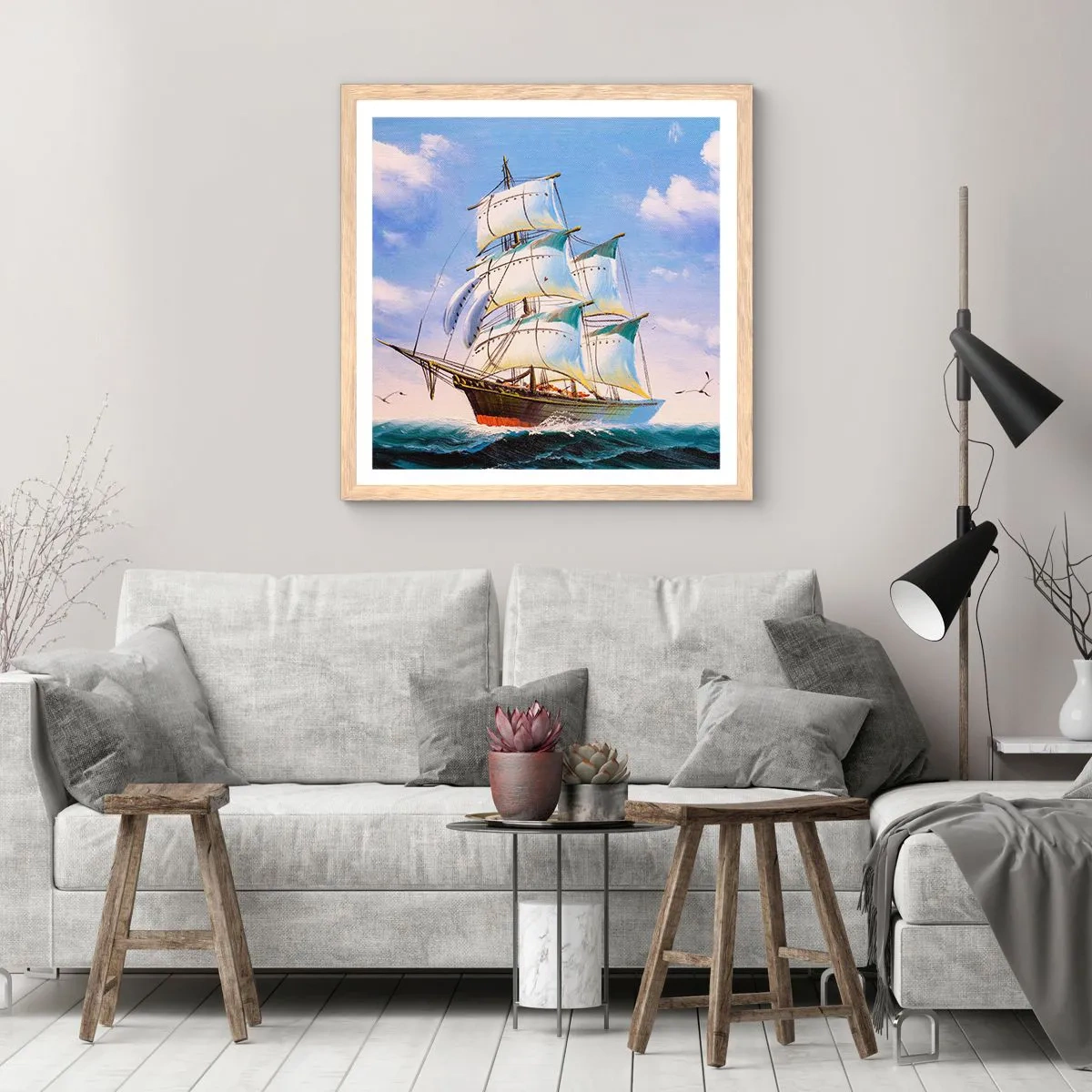 Plagát v ráme zo svetlého duba - Hrdo s vetrom - 60x60 cm