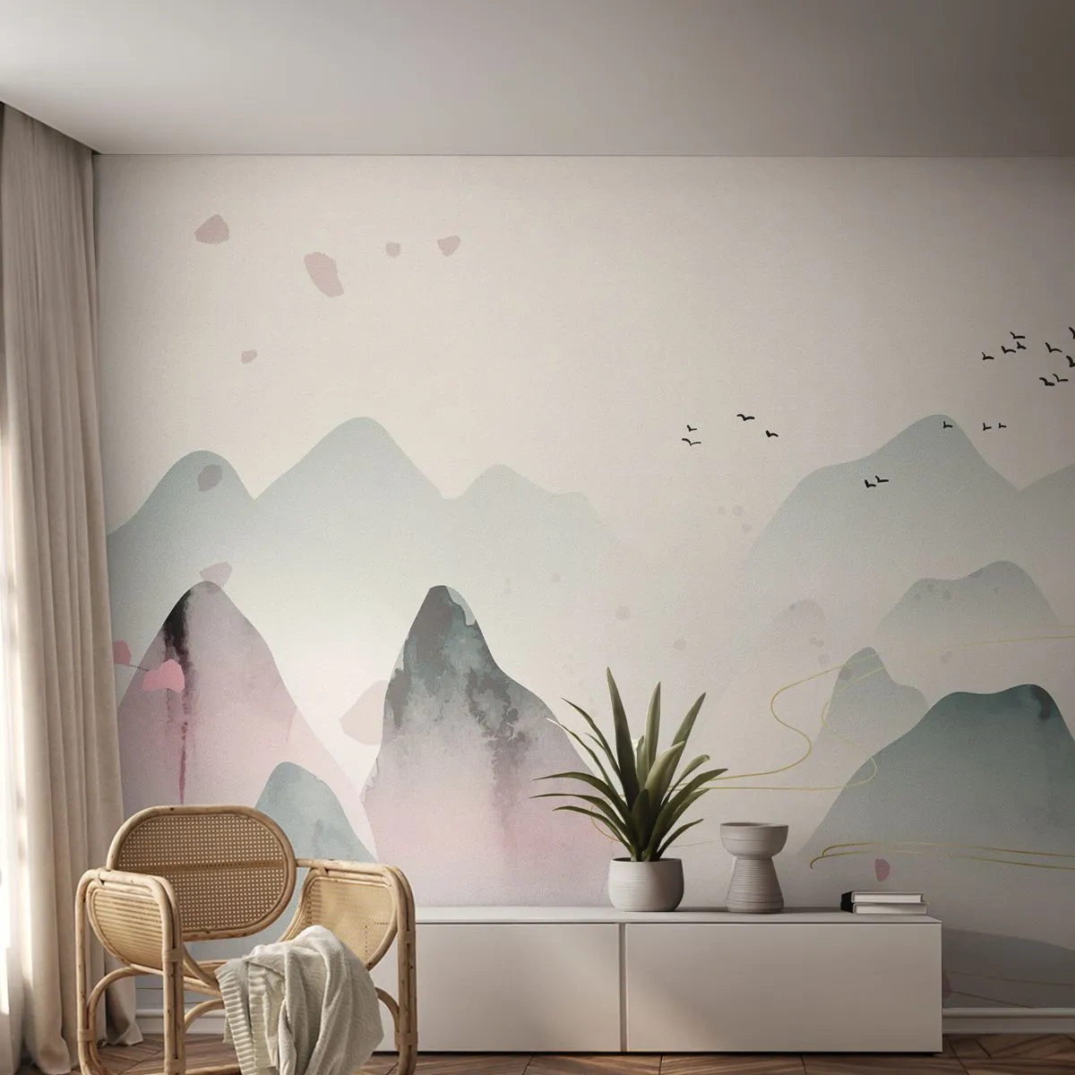 Fototapeta Premium Sand - Cez vrcholy - Krajina, Vtáky, hory - 350x256 cm