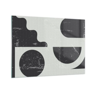 Obraz na skle - Abstraktná geometrická grafika s odreninami - 70x50cm - Kompozícia nad a pod - Moderná nástenná dekorácia do obývacej izby a spálne ARTTOR