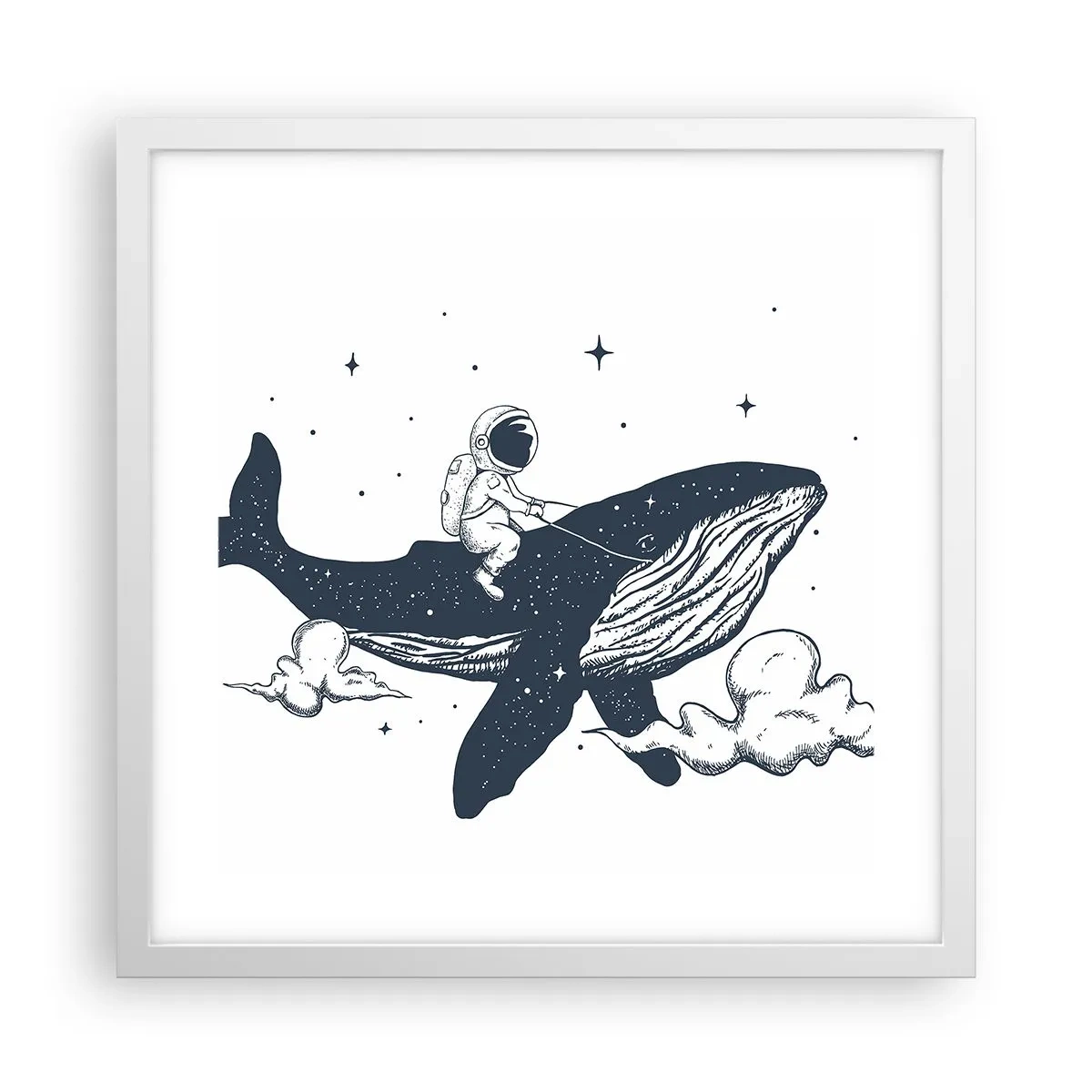 Plagát v bielom ráme - Vesmírne dobrodružstvo - 40x40 cm