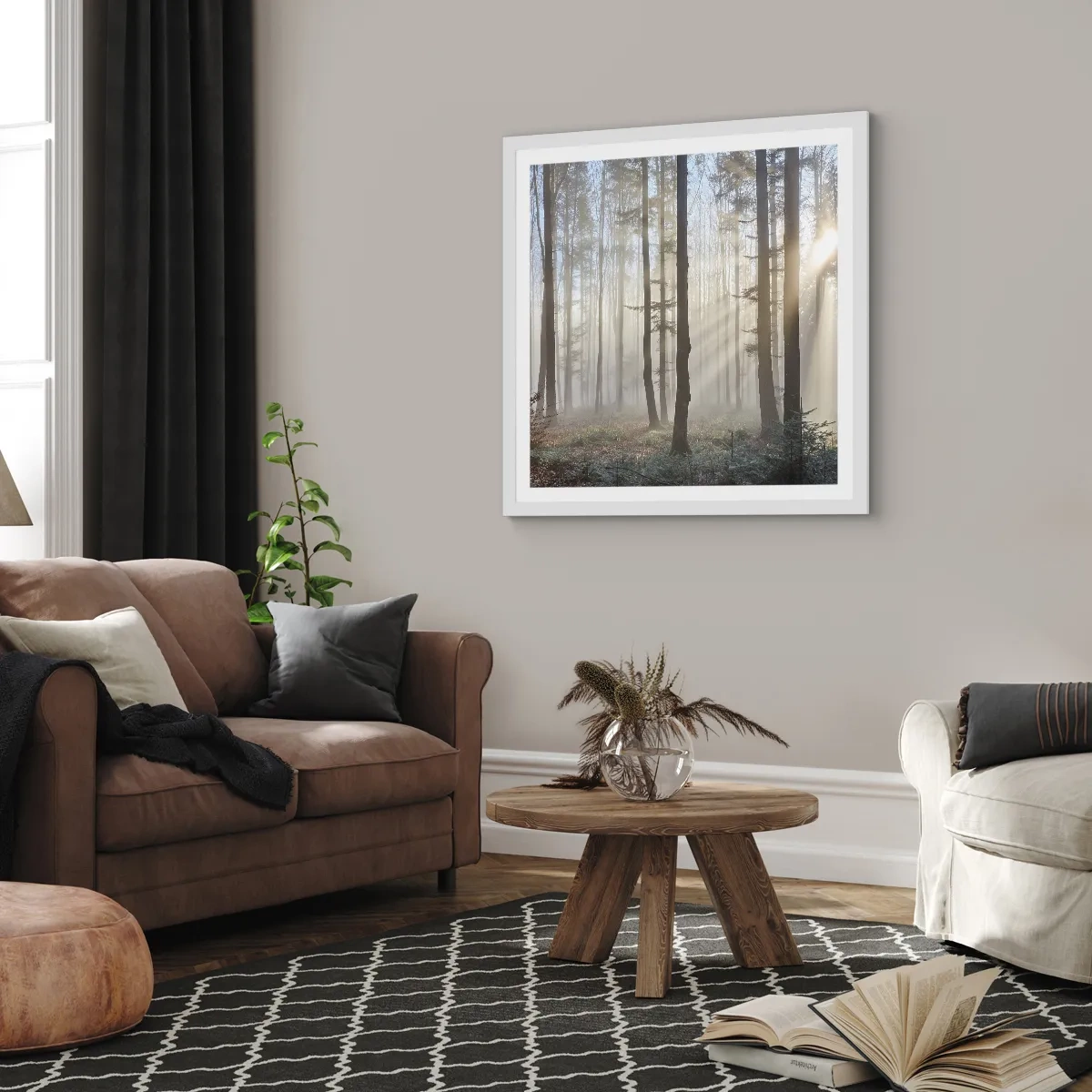 Plagát v bielom ráme - Hmla sa tiež zobudila - 40x40 cm