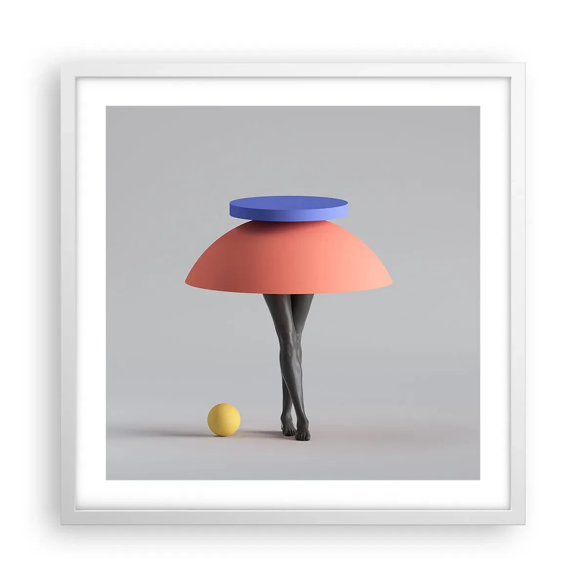 Plagát v bielom ráme - Surrealistická kompozícia - 50x50 cm