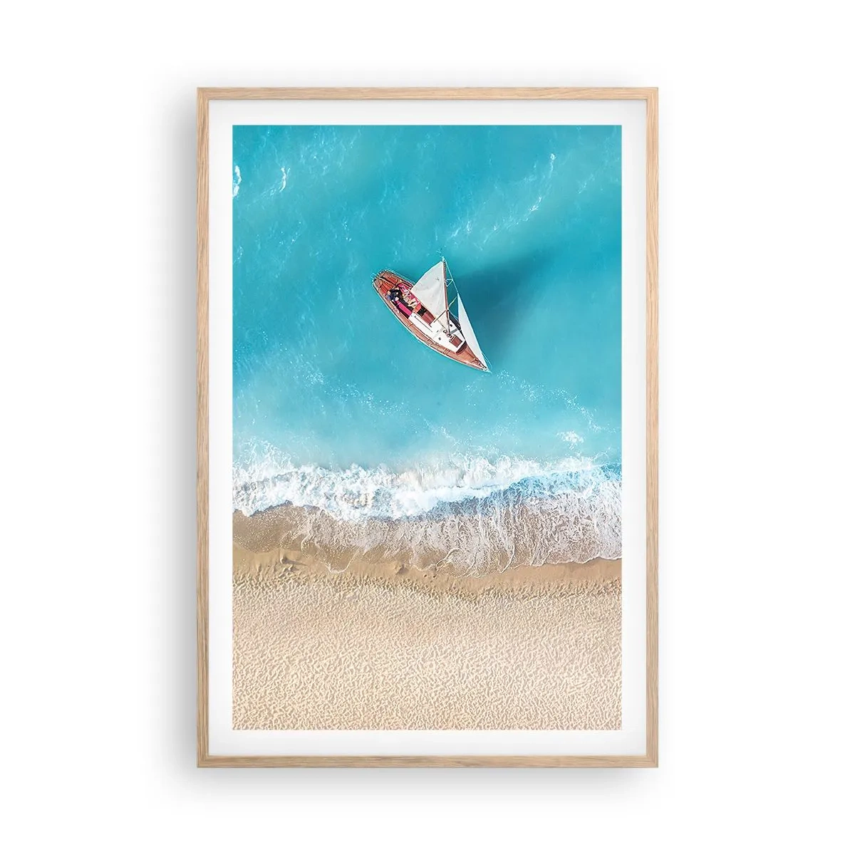 Plagát v ráme zo svetlého duba - Na hranici modrej a zlatej - 61x91 cm