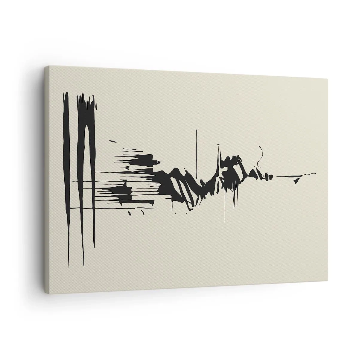 Obraz na plátne - Minimalistická abstrakcia s čiernymi čiarami na svetlom pozadí - 70x50cm - Rýchla abstrakcia - Moderná nástenná dekorácia do obývacej izby a spálne ARTTOR