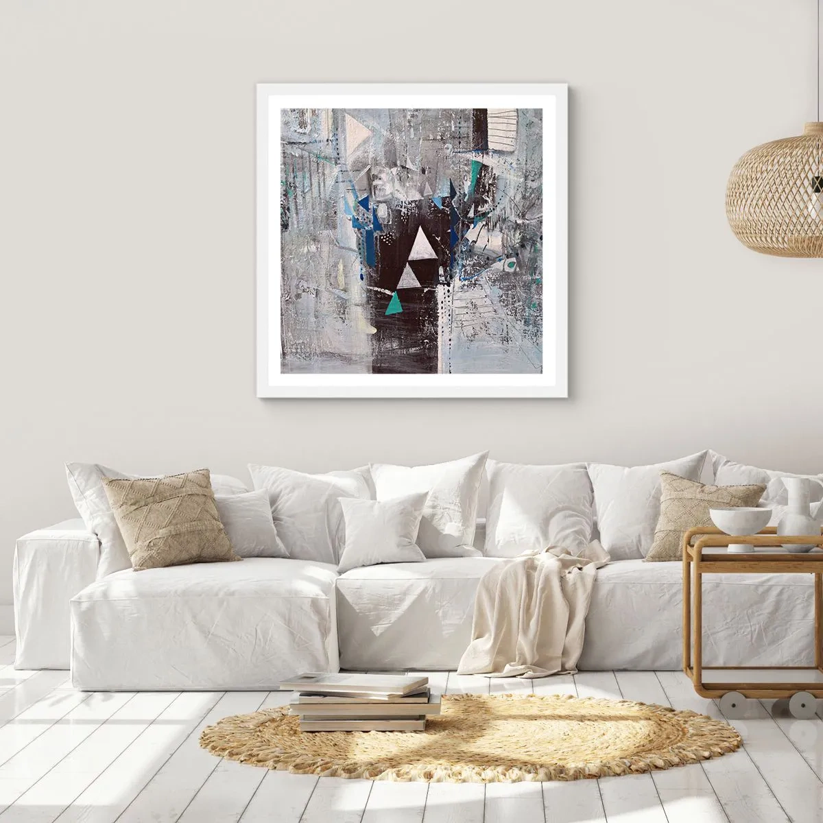 Plagát v bielom ráme - Prednostné poradie trojuholníkov - 30x30 cm