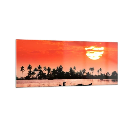 Obraz na skle - Pokoj trópov pri západe - 100x40 cm