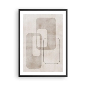 Plagát v čiernom ráme - Minimalistické geometrické tvary v odtieňoch béžovej - 50x70cm - Geometrická fúga - Moderná nástenná dekorácia do obývacej izby a spálne ARTTOR