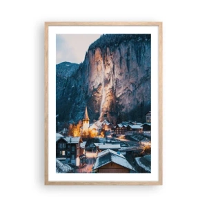 Plagát v ráme zo svetlého duba - Svetlý duch zimy - 50x70 cm