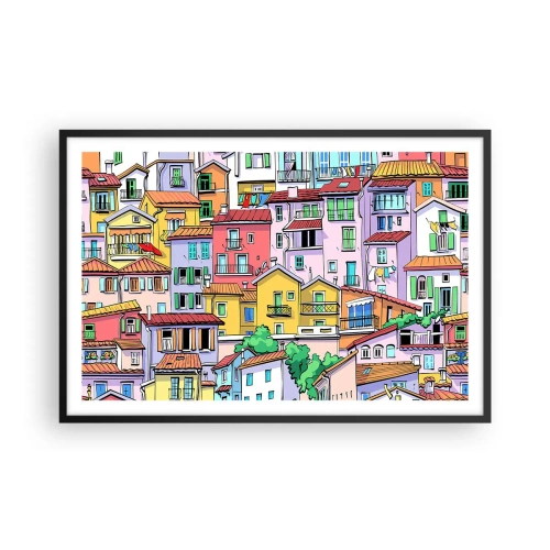 Plagát v čiernom ráme - Veselé mesto - 91x61 cm