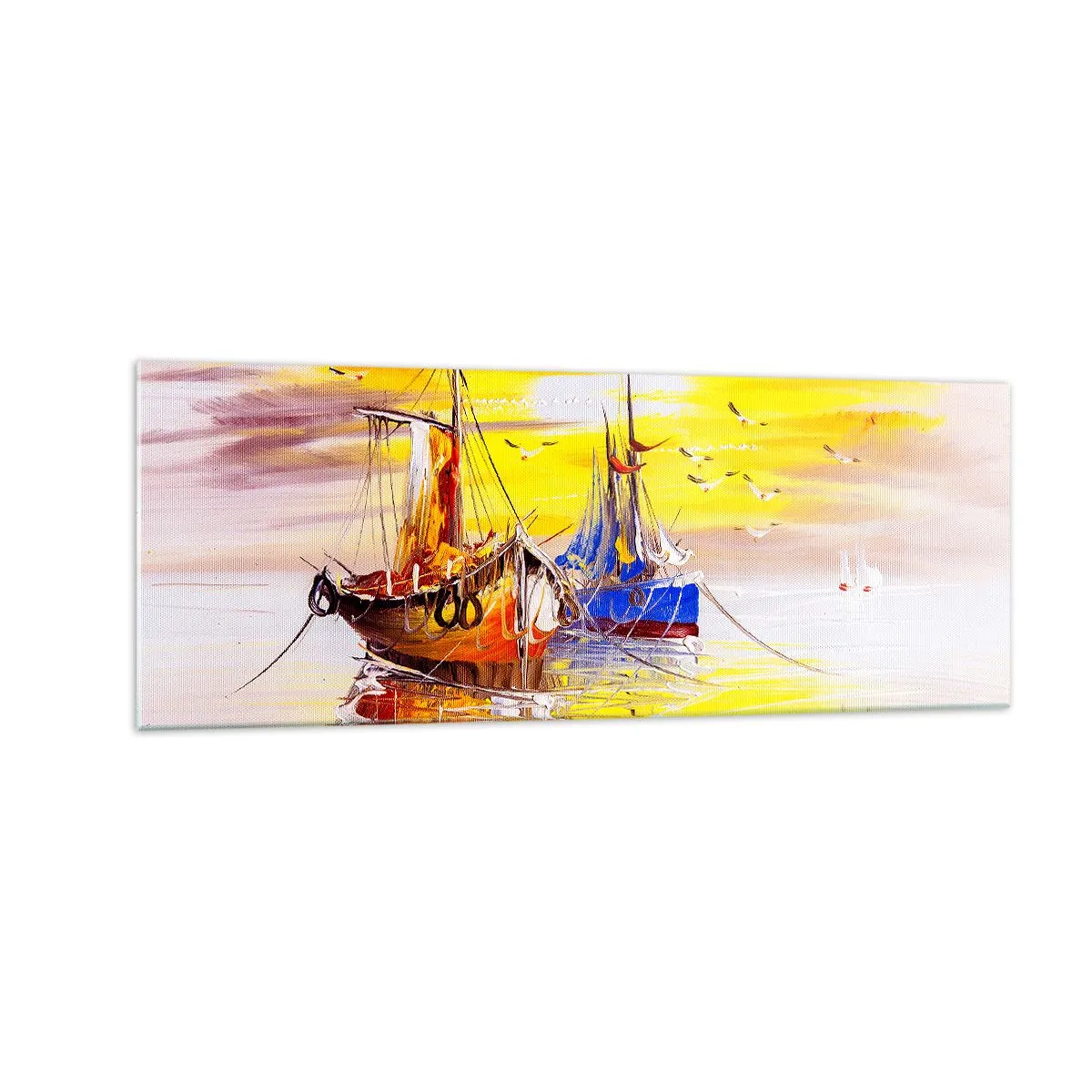 Obraz na skle - Zaslúžený odpočinok v prístave - 140x50 cm