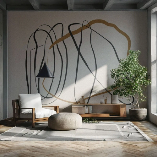 Fototapeta Premium Sand - Kompozícia – tanec v slučke - Kus, Minimalistický, Art Deco - 200x140 cm