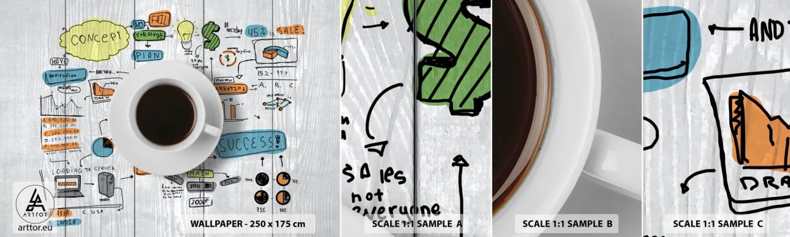 Vzorka Fototapeta Standard Eco - Čas na prestávku - Grafika, Káva, Espresso - 100x30 cm