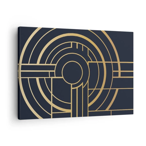 Obraz na plátne - Geometrický vzor so zlatými čiarami - 70x50cm - Obraty udalosti - Moderná nástenná dekorácia do obývacej izby a spálne ARTTOR