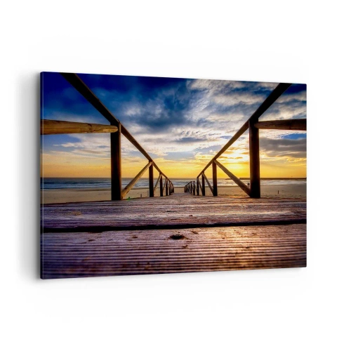Obraz na plátne - Priamo na tichú pláž pri západe slnka - 120x80 cm