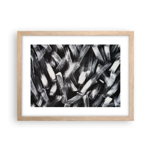 Plagát v ráme zo svetlého duba - Abstrakcia v industriálnom duchu - 40x30 cm