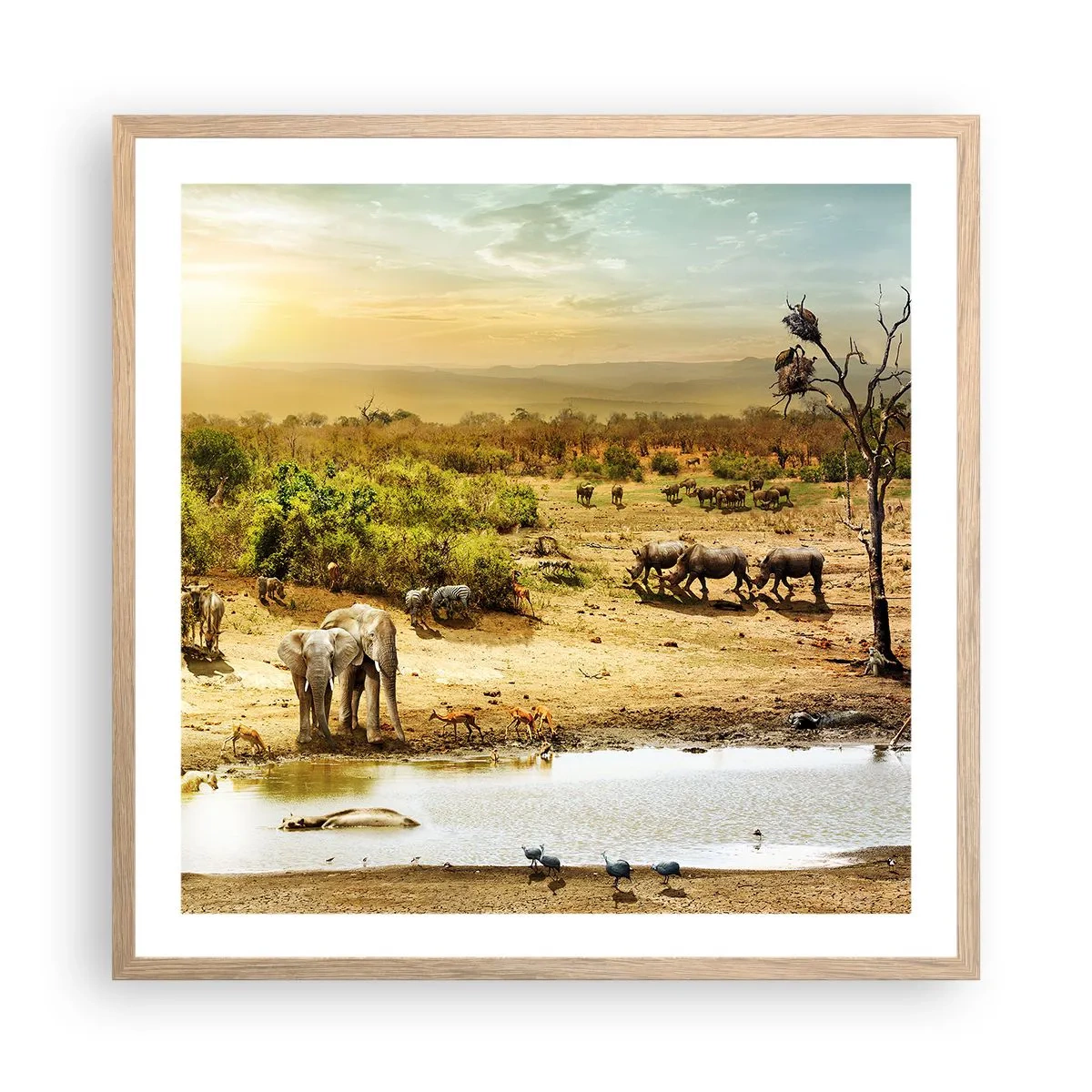 Plagát v ráme zo svetlého duba - „Z raja opäť pramenila rieka…“ - 60x60 cm