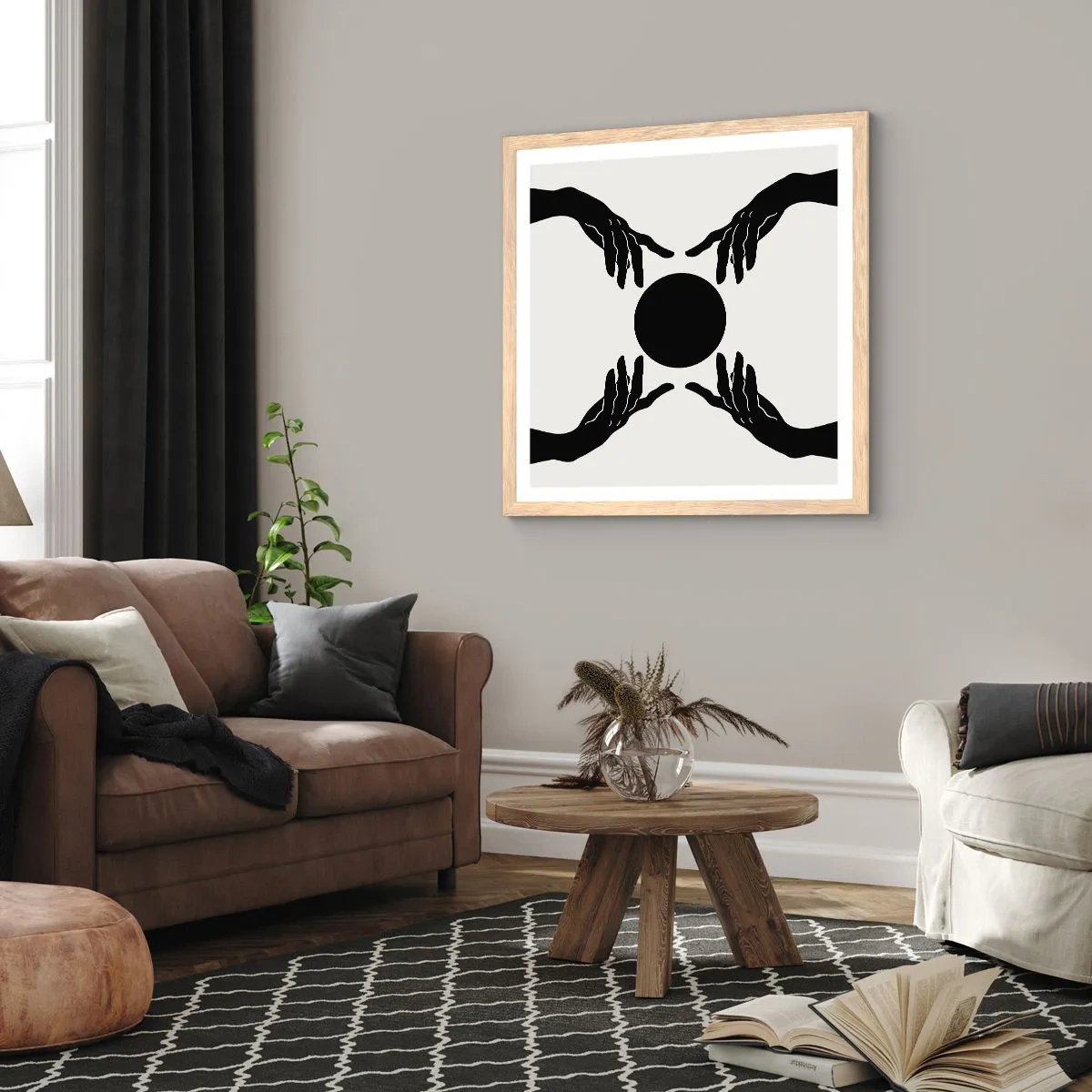Plagát v ráme zo svetlého duba - Tajné znamenie - 30x30 cm